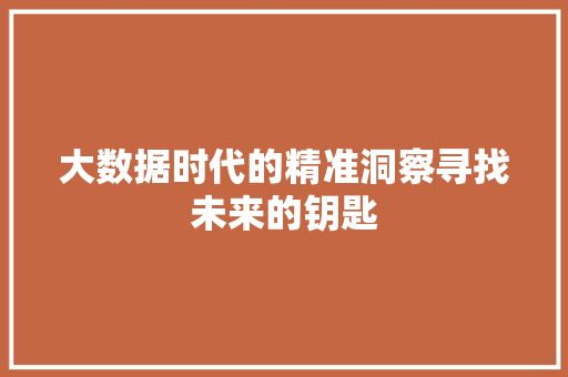 大数据时代的精准洞察寻找未来的钥匙  第1张