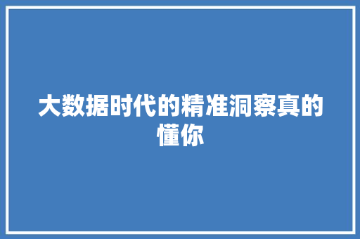 大数据时代的精准洞察真的懂你  第1张