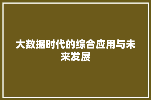 大数据时代的综合应用与未来发展