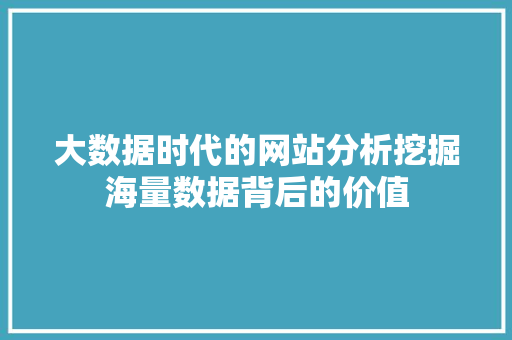 大数据时代的网站分析挖掘海量数据背后的价值  第1张