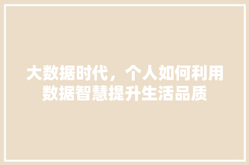 大数据时代，个人如何利用数据智慧提升生活品质  第1张