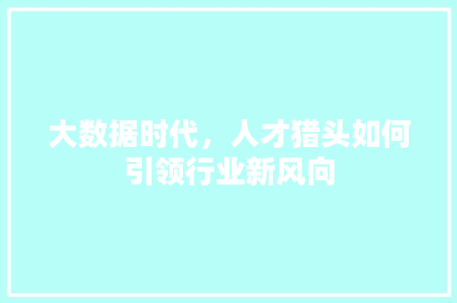 大数据时代，人才猎头如何引领行业新风向