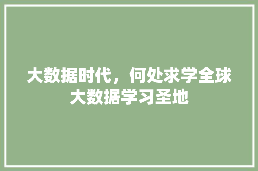大数据时代，何处求学全球大数据学习圣地  第1张