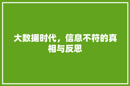 大数据时代，信息不符的真相与反思