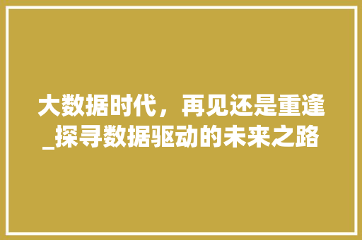 大数据时代，再见还是重逢_探寻数据驱动的未来之路  第1张