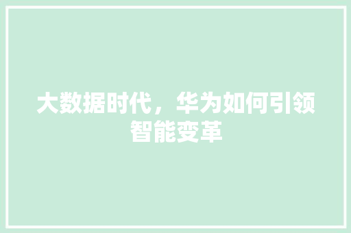 大数据时代，华为如何引领智能变革  第1张