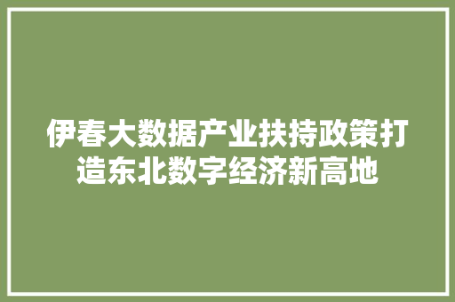 伊春大数据产业扶持政策打造东北数字经济新高地