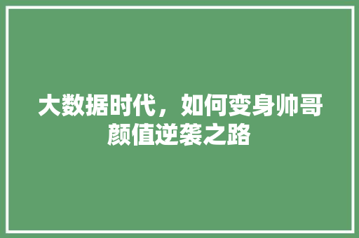 大数据时代，如何变身帅哥颜值逆袭之路