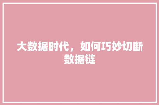 大数据时代，如何巧妙切断数据链