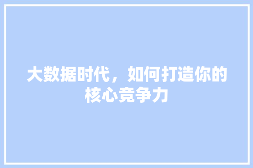 大数据时代，如何打造你的核心竞争力  第1张