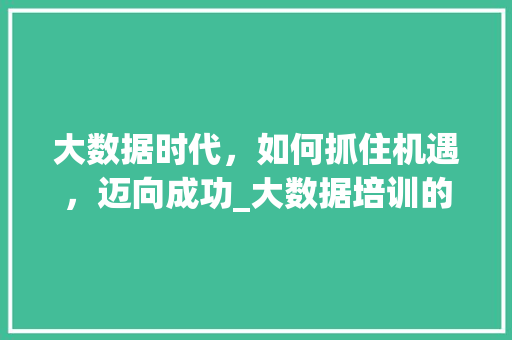 大数据时代，如何抓住机遇，迈向成功_大数据培训的重要性与实战指南  第1张