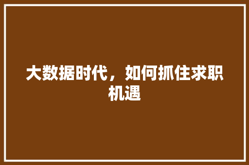 大数据时代，如何抓住求职机遇  第1张