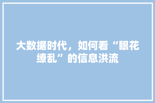 大数据时代，如何看“眼花缭乱”的信息洪流  第1张