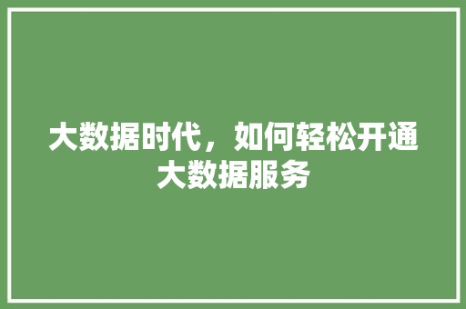 大数据时代，如何轻松开通大数据服务  第1张