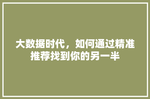 大数据时代，如何通过精准推荐找到你的另一半  第1张