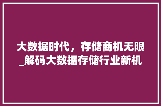 大数据时代，存储商机无限_解码大数据存储行业新机遇  第1张