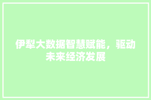 伊犁大数据智慧赋能，驱动未来经济发展