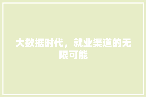 大数据时代，就业渠道的无限可能  第1张