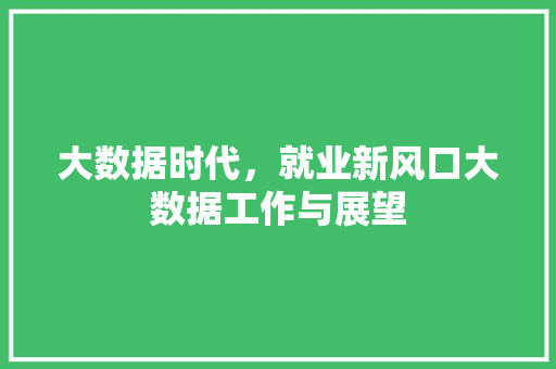 大数据时代，就业新风口大数据工作与展望  第1张