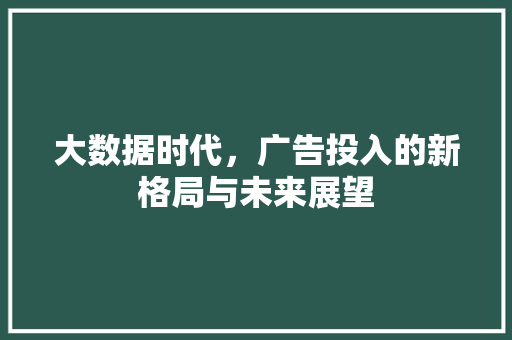 大数据时代，广告投入的新格局与未来展望  第1张