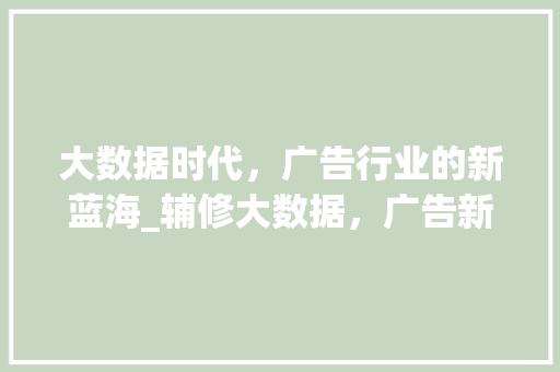 大数据时代，广告行业的新蓝海_辅修大数据，广告新未来