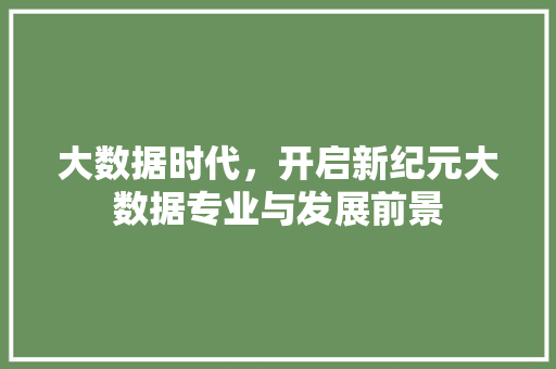 大数据时代，开启新纪元大数据专业与发展前景  第1张