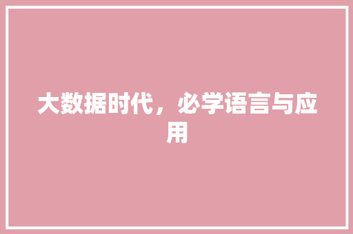 大数据时代，必学语言与应用  第1张