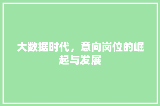 大数据时代，意向岗位的崛起与发展