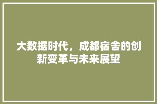 大数据时代，成都宿舍的创新变革与未来展望