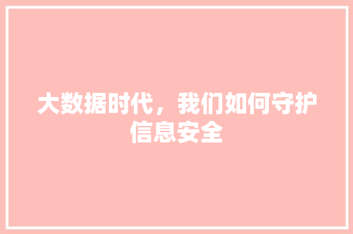 大数据时代，我们如何守护信息安全  第1张