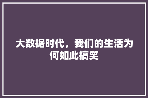 大数据时代，我们的生活为何如此搞笑