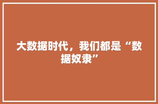 大数据时代，我们都是“数据奴隶”  第1张
