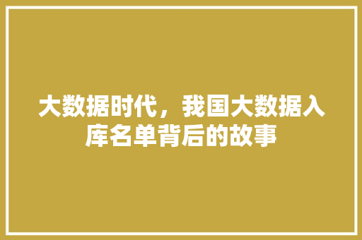 大数据时代，我国大数据入库名单背后的故事
