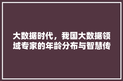 大数据时代，我国大数据领域专家的年龄分布与智慧传承  第1张