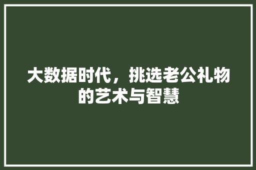 大数据时代，挑选老公礼物的艺术与智慧