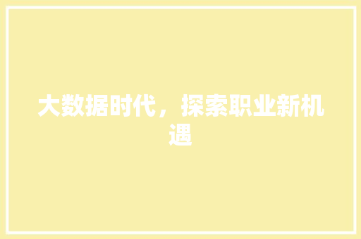 大数据时代，探索职业新机遇  第1张