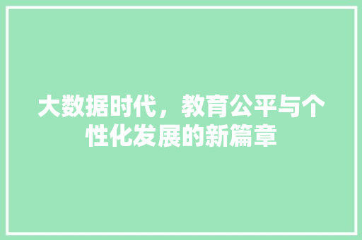 大数据时代，教育公平与个性化发展的新篇章  第1张