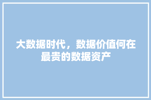 大数据时代，数据价值何在最贵的数据资产  第1张