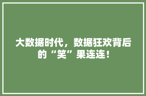 大数据时代，数据狂欢背后的“笑”果连连！