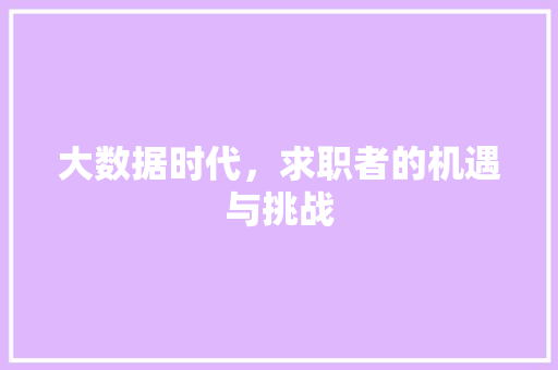 大数据时代，求职者的机遇与挑战  第1张