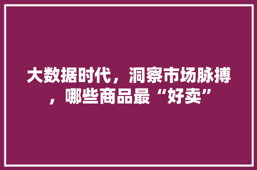 大数据时代，洞察市场脉搏，哪些商品最“好卖”  第1张