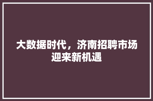 大数据时代，济南招聘市场迎来新机遇  第1张