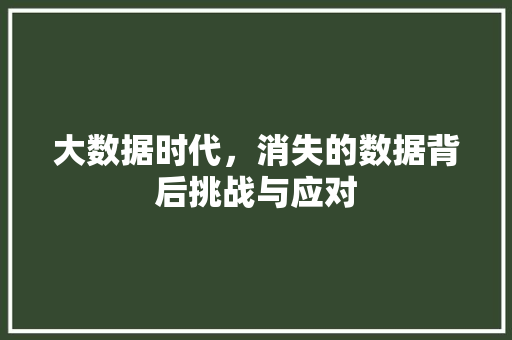 大数据时代，消失的数据背后挑战与应对  第1张
