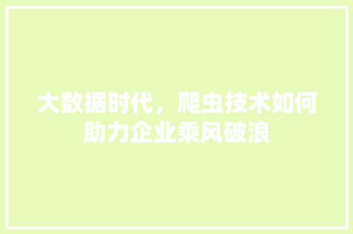大数据时代，爬虫技术如何助力企业乘风破浪  第1张