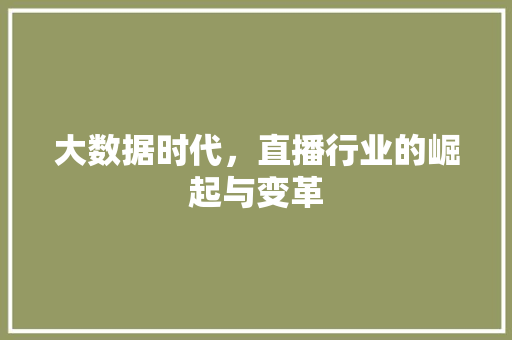 大数据时代，直播行业的崛起与变革  第1张