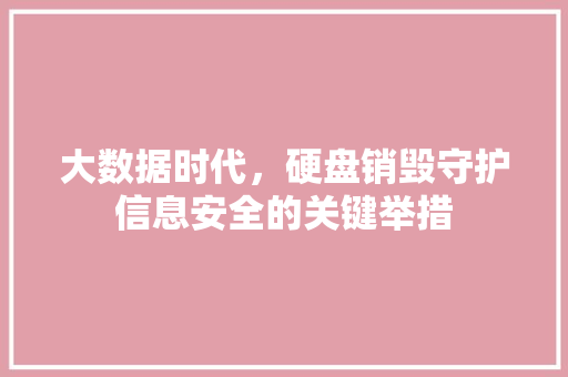 大数据时代，硬盘销毁守护信息安全的关键举措
