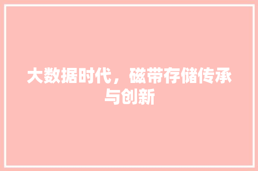 大数据时代，磁带存储传承与创新