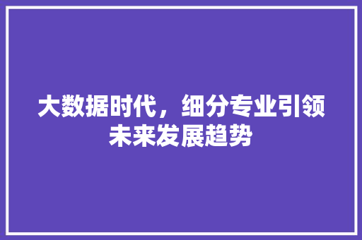 大数据时代，细分专业引领未来发展趋势