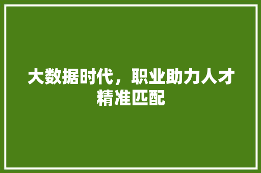 大数据时代，职业助力人才精准匹配
