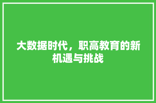 大数据时代，职高教育的新机遇与挑战